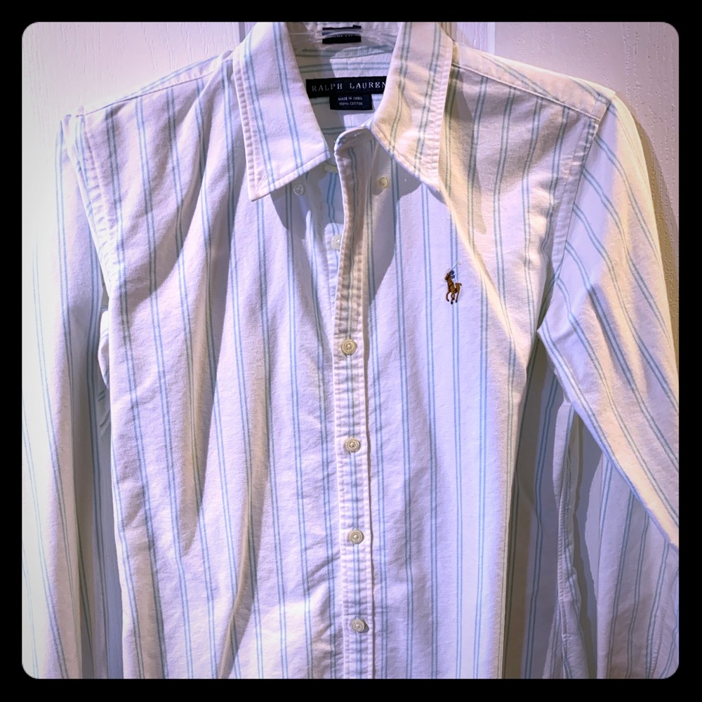 Ralph Lauren Slim Fit button down blue stripe